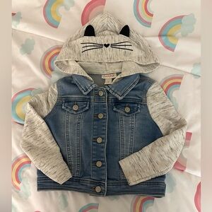 Cat & Jack Blue Denim Jacket with Gray Cat Hood